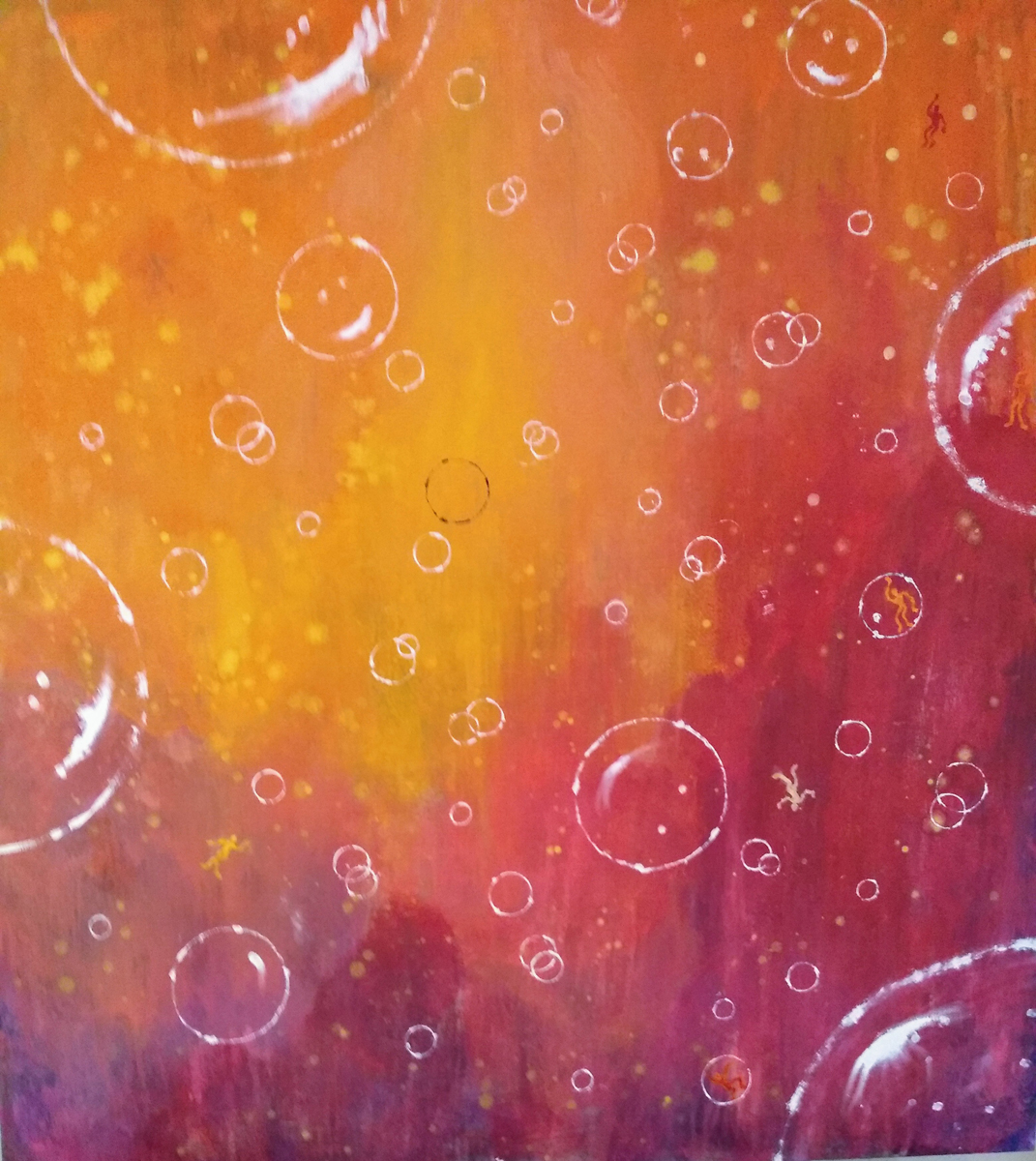 red orange yellow (7) Oil on Board